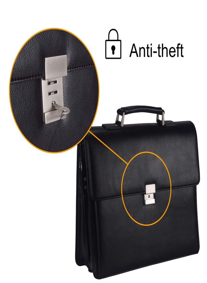 VOYLUX Mens Leather Briefcases Office Attorney Attache Case Ideal Gift Messenger Bag w/Padded Compartment for 15.6" Laptop, Black - Image 4